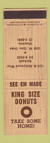 Matchbook Cover - King Size Donuts Burbank Glendale CA WEAR