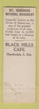 Matchbook Cover - Black Hills Cafe Chamberlain SD WEAR