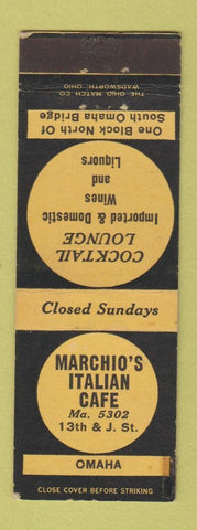 Matchbook Cover - Marchio's Italian Cafe Omaha NE WEAR