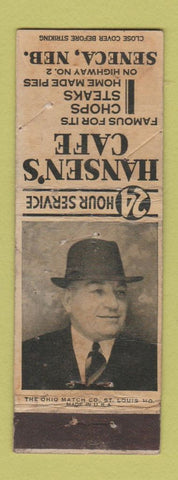 Matchbook Cover - Hansen's Cafe Seneca NE WORN