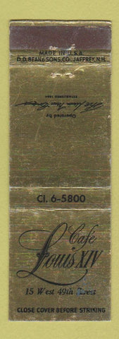 Matchbook Cover - Cafe Louis XIV New York City