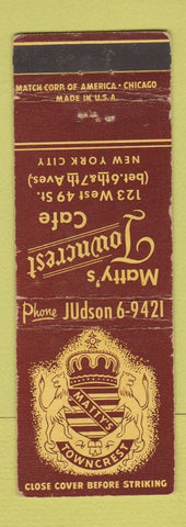 Matchbook Cover - Marty's Towncrest Cafe New York City WEAR