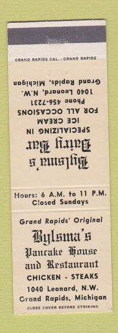 Matchbook Cover - Bylsma's Dairy Bar Restaurant Grand Rapids MI