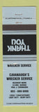 Matchbook Cover - Cavanaugh's Wrecker Service WEAR