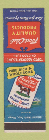 Matchbook Cover - Food Club Grocery Topco Chicago IL Evaporated Milk