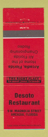 Matchbook Cover - Desoto Restaurant Arcadia FL