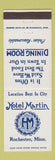 Matchbook Cover - Hotel Martin Rochester MN