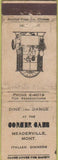 Matchbook Cover - Corner Cafe Meaderville MT Italian food WORN