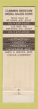Matchbook Cover - Cummins Diesel St Louis MO Sikeston