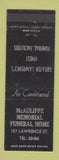 Matchbook Cover - McAuliffe Memorial Funeral Home Lawrence MA WEAR