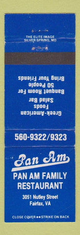 Matchbook Cover - Pan Am Family Restaurant Fairfax VA