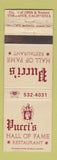 Matchbook Cover - Pucci's Hall of Fame Restaurant Torrance CA POOR