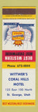 Matchbook Cover - Wittwer's Coral Hills Motel St George UT Best Western
