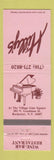 Matchbook Cover - Hilly's Wine Bar Restaurant Rochester NY WEAR
