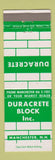 Matchbook Cover - Duracrete Block Manchester NH