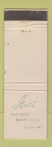 Matchbook Cover - Grier Villa Hotel Beauty Salon WEAR