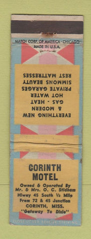 Matchbook Cover - Cornith Motel Corinth MS WORN
