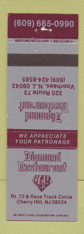 Matchbook Cover - Diamond Restaurant Cherry Hill NJ Voorhees