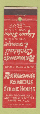 Matchbook Cover - Raymond's Famous Steak House North Miami Beach FL