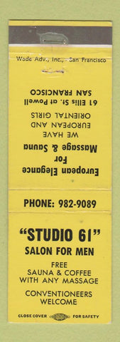 Matchbook Cover - Studio 61 Men's Hair Salon San Francisco CA