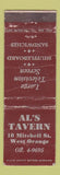 Matchbook Cover - Al's Tavern West Orange NJ WORN