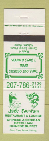 Matchbook Cover - Jade Fountain Chinese Restaurant Auburn ME