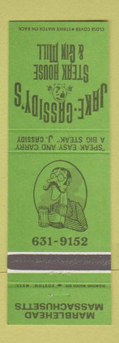 Matchbook Cover - Jake Cassidy's Steak House Gin Mill Marblehead MA