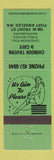 Matchbook Cover - Chinook Tavern Cafe Port Angeles WA GREEN