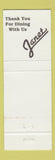 Matchbook Cover - Janet's Findalay OH