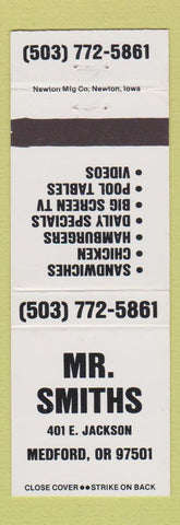 Matchbook Cover - Mr Smiths Medford OR restaurant billiards