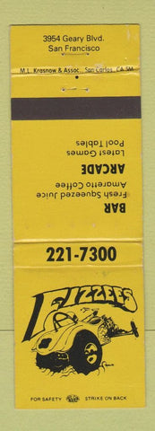 Matchbook Cover - Fizzees Bar Arcade San Francisco CA billiards WEAR