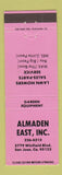 Matchbook Cover - Almaden East Garden Lawn Mowers San Jose CA