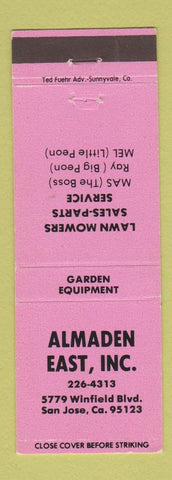 Matchbook Cover - Almaden East Garden Lawn Mowers San Jose CA