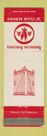 Matchbook Cover - American Airlines 21 Club Service  WEAR