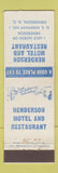 Matchbook Cover - Henderson Motel Restaurant Henderson NC WEAR MERCHANTS