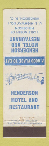 Matchbook Cover - Henderson Motel Restaurant Henderson NC WEAR MERCHANTS