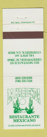 Matchbook Cover - La Hacienda Restaurant Mexican Commerce GA