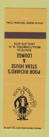 Matchbook Cover - Poor Richard's Steak House Moultonboro NH