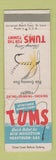 Matchbook Cover - Tums Antacid Pale Evening Dun Fly Fishing WEAR