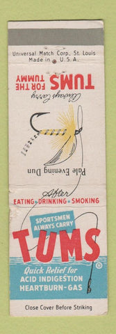 Matchbook Cover - Tums Antacid Pale Evening Dun Fly Fishing WEAR