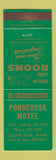 Matchbook Cover - Ponderosa Motel Coulee Dam WI WEAR