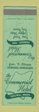Matchbook Cover - Commercial Hotel Yakima WA