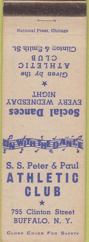 Matchbook Cover - SS Peter Paul Athletic Club Buffalo NY