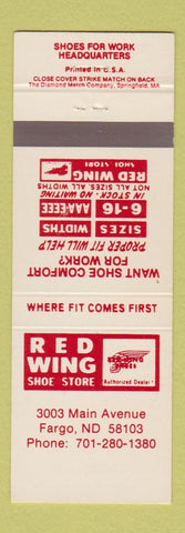 Matchbook Cover - Red Wing Shoe Store Boots Fargo ND