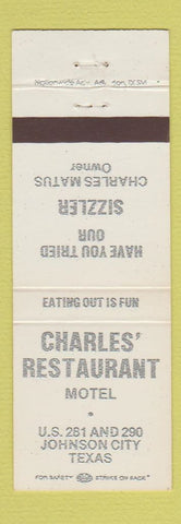 Matchbook Cover - Charles' Restaurant Johnson City TX