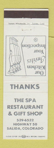 Matchbook Cover - Spa Restaurant Gift Shop Salida Colorado
