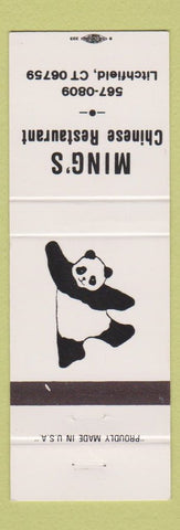 Matchbook Cover - Ming's Chinese Restaurant Litchfield CT Panda