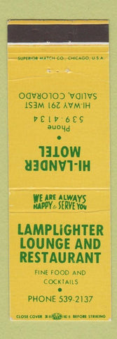 Matchbook Cover - Lamplighter Lounge Restaurant Hi Lander Motel Salida Colorado