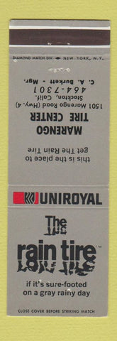 Matchbook Cover - The Rain Tire Marengo Tire Center Stockton CA Uniroyal