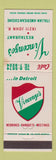 Matchbook Cover - Vincenzo's Italian Restaurant Detroit MI WEAR